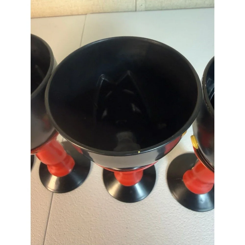 Halloween Fall Plastic Vampire Dracula Plastic Drinking Stem 5 Goblets Cups 7.5”